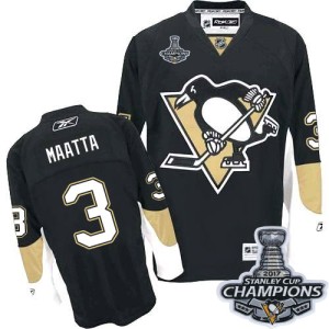 Men's Pittsburgh Penguins Olli Maatta Reebok Authentic Home 2016 Stanley Cup Champions Jersey - Black