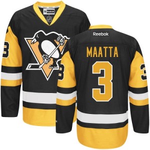 Men's Pittsburgh Penguins Olli Maatta Reebok Authentic Third Jersey - Black/Gold