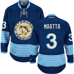 Men's Pittsburgh Penguins Olli Maatta Reebok Authentic Third Vintage Jersey - Navy Blue