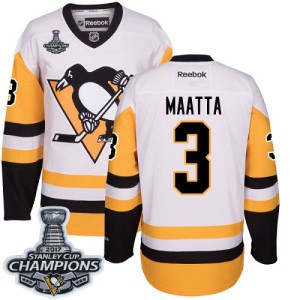 Men's Pittsburgh Penguins Olli Maatta Reebok Authentic Away 2016 Stanley Cup Champions Jersey - White