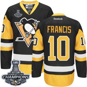 Men's Pittsburgh Penguins Ron Francis Reebok Authentic Third 2016 Stanley Cup Champions Jersey - Black/Gold