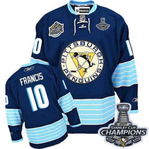Men's Pittsburgh Penguins Ron Francis Reebok Authentic Third Vintage 2016 Stanley Cup Champions Jersey - Navy Blue