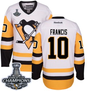 Men's Pittsburgh Penguins Ron Francis Reebok Authentic Away 2016 Stanley Cup Champions Jersey - White