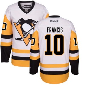 Men's Pittsburgh Penguins Ron Francis Reebok Authentic Away Jersey - White