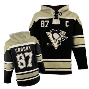 Youth Pittsburgh Penguins Sidney Crosby Authentic Old Time Hockey Sawyer Hooded Sweatshirt - Black