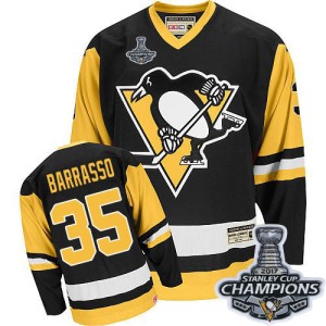 Men's Pittsburgh Penguins Tom Barrasso CCM Authentic Throwback 2016 Stanley Cup Champions Jersey - Black
