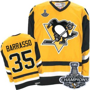 Men's Pittsburgh Penguins Tom Barrasso CCM Authentic Throwback 2016 Stanley Cup Champions Jersey - Yellow
