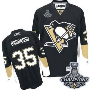 Men's Pittsburgh Penguins Tom Barrasso Reebok Authentic Home 2016 Stanley Cup Champions Jersey - Black