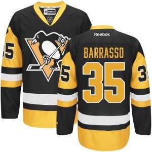 Men's Pittsburgh Penguins Tom Barrasso Reebok Authentic Third Jersey - Black/Gold