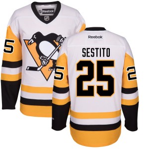 Men's Pittsburgh Penguins Tom Sestito Reebok Replica Away Jersey - White