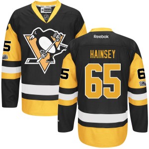Men's Pittsburgh Penguins Ron Hainsey Reebok Replica Home Centennial Patch Jersey - Black