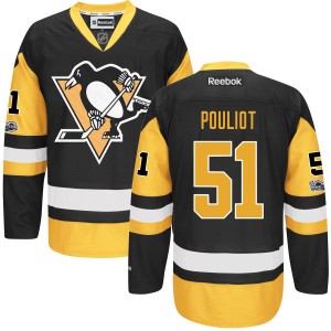 Men's Pittsburgh Penguins Derrick Pouliot Reebok Premier Home Centennial Patch Jersey - Black