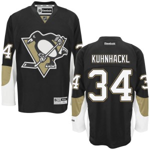 Men's Pittsburgh Penguins Tom Kuhnhackl Reebok Authentic Home Jersey - - Black