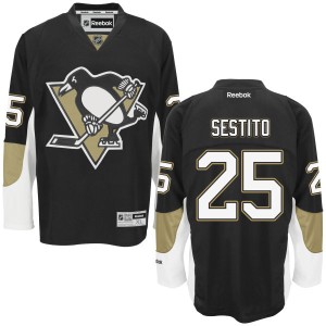 Men's Pittsburgh Penguins Tom Sestito Reebok Authentic Home Jersey - - Black