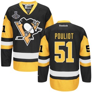 Men's Pittsburgh Penguins Derrick Pouliot Reebok Authentic 2016 Stanley Cup Champions Jersey - Black