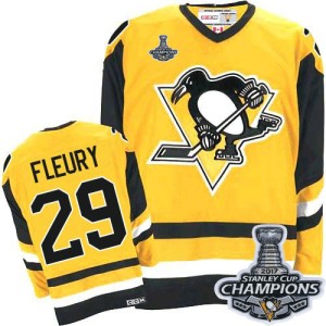 Men's Pittsburgh Penguins Marc-Andre Fleury CCM Authentic Throwback 2017 Stanley Cup Final Jersey - Gold