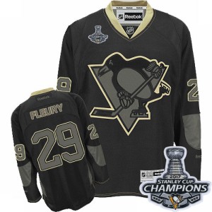 Men's Pittsburgh Penguins Marc-Andre Fleury Reebok Authentic 2017 Stanley Cup Champions Jersey - Black Ice