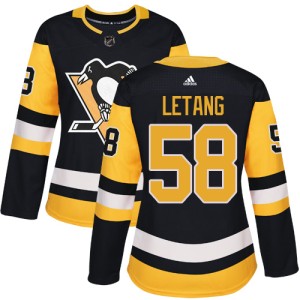 Women's Pittsburgh Penguins Kris Letang Adidas Authentic Home Jersey - Black