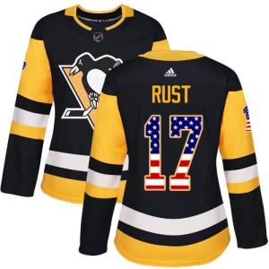 Women's Pittsburgh Penguins Bryan Rust Adidas Authentic USA Flag Fashion Jersey - Black