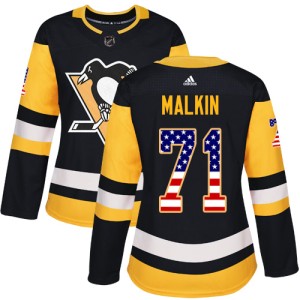 Women's Pittsburgh Penguins Evgeni Malkin Adidas Authentic USA Flag Fashion Jersey - Black