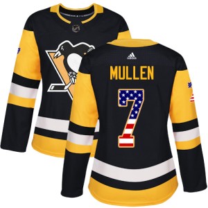 Women's Pittsburgh Penguins Joe Mullen Adidas Authentic USA Flag Fashion Jersey - Black