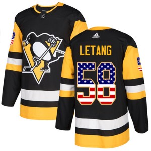 Men's Pittsburgh Penguins Kris Letang Adidas Authentic USA Flag Fashion Jersey - Black