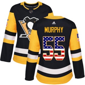 Women's Pittsburgh Penguins Larry Murphy Adidas Authentic USA Flag Fashion Jersey - Black
