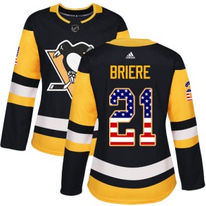 Women's Pittsburgh Penguins Michel Briere Adidas Authentic USA Flag Fashion Jersey - Black