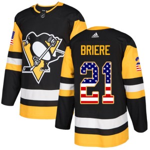 Youth Pittsburgh Penguins Michel Briere Adidas Authentic USA Flag Fashion Jersey - Black