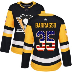 Women's Pittsburgh Penguins Tom Barrasso Adidas Authentic USA Flag Fashion Jersey - Black