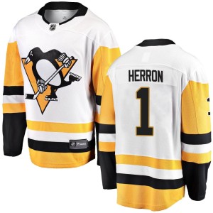 Youth Pittsburgh Penguins Denis Herron Fanatics Branded Breakaway Away Jersey - White