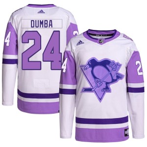 Men's Pittsburgh Penguins Matt Dumba Adidas Authentic Hockey Fights Cancer Primegreen Jersey - White/Purple