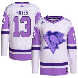 Men's Pittsburgh Penguins Kevin Hayes Adidas Authentic Hockey Fights Cancer Primegreen Jersey - White/Purple