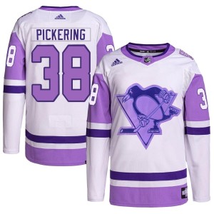 Men's Pittsburgh Penguins Owen Pickering Adidas Authentic Hockey Fights Cancer Primegreen Jersey - White/Purple
