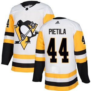 Youth Pittsburgh Penguins Chase Pietila Adidas Authentic Away Jersey - White