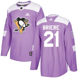 Men's Pittsburgh Penguins Michel Briere Adidas Authentic Fights Cancer Practice Jersey - Purple