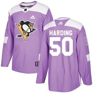 Men's Pittsburgh Penguins Finn Harding Adidas Authentic Fights Cancer Practice Jersey - Purple