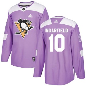 Men's Pittsburgh Penguins Earl Ingarfield Adidas Authentic Fights Cancer Practice Jersey - Purple