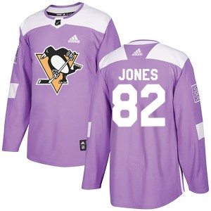 Men's Pittsburgh Penguins Caleb Jones Adidas Authentic Fights Cancer Practice Jersey - Purple