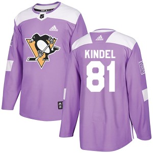 Men's Pittsburgh Penguins Ben Kindel Adidas Authentic Fights Cancer Practice Jersey - Purple