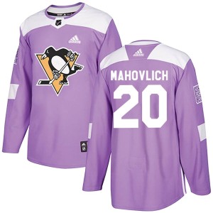 Men's Pittsburgh Penguins Peter Mahovlich Adidas Authentic Fights Cancer Practice Jersey - Purple