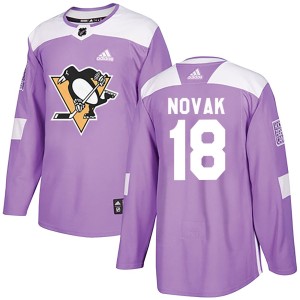 Men's Pittsburgh Penguins Tommy Novak Adidas Authentic Fights Cancer Practice Jersey - Purple