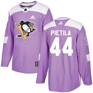 Men's Pittsburgh Penguins Chase Pietila Adidas Authentic Fights Cancer Practice Jersey - Purple