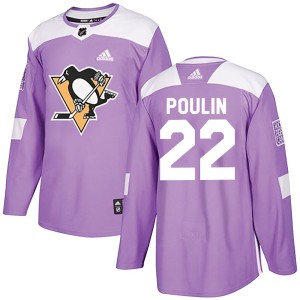 Men's Pittsburgh Penguins Sam Poulin Adidas Authentic Fights Cancer Practice Jersey - Purple
