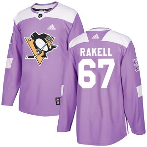 Men's Pittsburgh Penguins Rickard Rakell Adidas Authentic Fights Cancer Practice Jersey - Purple