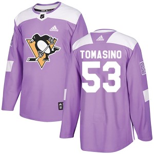 Men's Pittsburgh Penguins Philip Tomasino Adidas Authentic Fights Cancer Practice Jersey - Purple