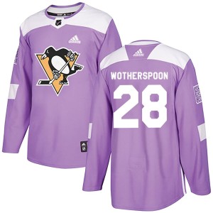 Men's Pittsburgh Penguins Parker Wotherspoon Adidas Authentic Fights Cancer Practice Jersey - Purple