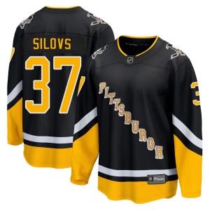 Men's Pittsburgh Penguins Arturs Silovs Fanatics Branded Premier 2021/22 Alternate Breakaway Player Jersey - Black