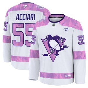 Men's Pittsburgh Penguins Noel Acciari Fanatics Premium 2024 Hockey Fights Cancer Practice Jersey - White