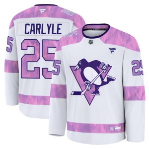 Men's Pittsburgh Penguins Randy Carlyle Fanatics Premium 2024 Hockey Fights Cancer Practice Jersey - White